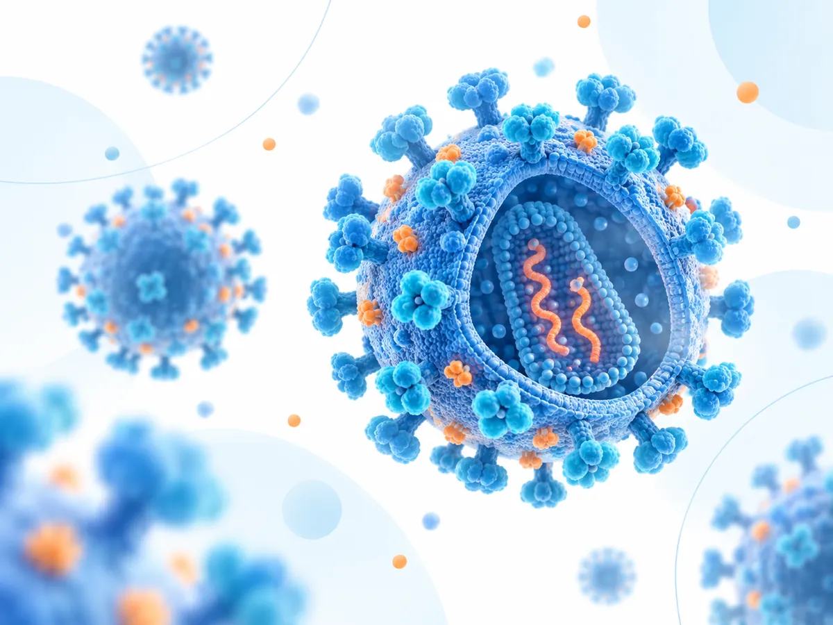 HIV（ヒト免疫不全ウイルス）をイメージした医学イラスト